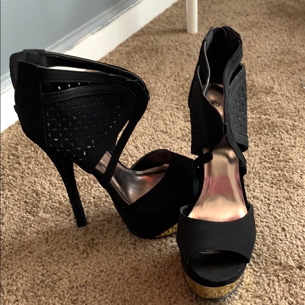 Gold and Black Heels